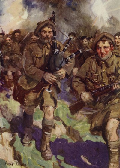 Gallant Piper Leading a Charge by Cyrus Cuneo